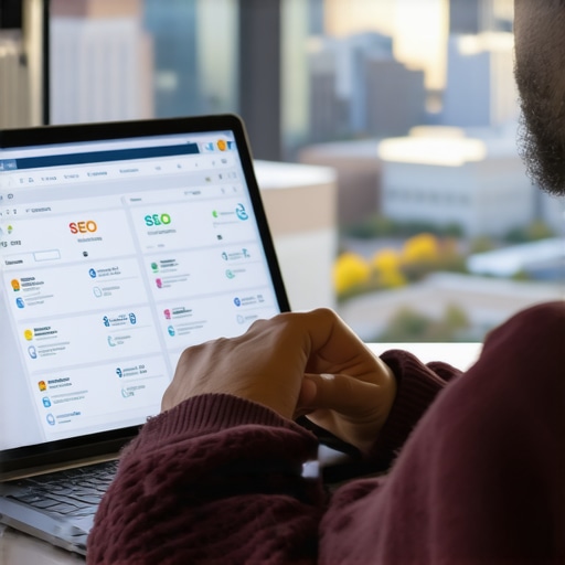 Person working on local SEO analytics with Omaha skyline