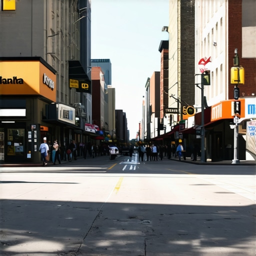 Omaha street with local shops and Google Maps overlay