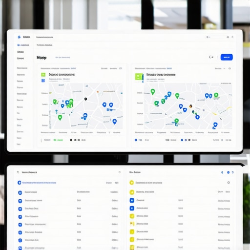 Screenshot of local SEO management dashboard with Google Maps interface