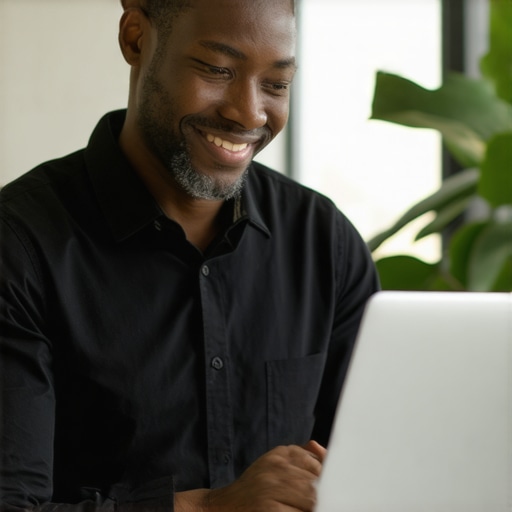 Business owner enhancing Google My Business listing on a computer in Omaha