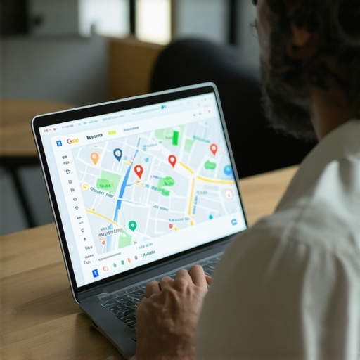 Optimizing Google Maps Profile A digital marketing professional working on local SEO optimization on a computer.