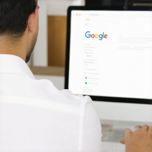 Omaha business owner updating Google My Business profile on a laptop.