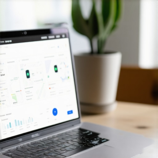 Local SEO Tools Analysis Dashboard Laptop screen showing Omaha local SEO metrics with city map and performance graphs.