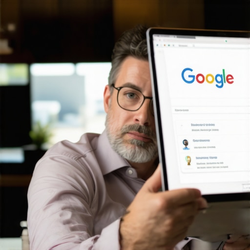 Business owner enhancing Google My Business listing with Omaha cityscape