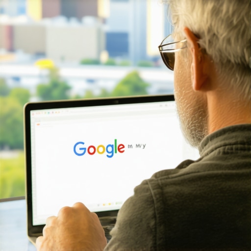 Business owner updating Google My Business profile for Omaha business.