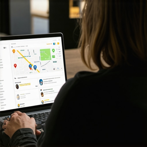 Using SEO Tools for Omaha Local Success Business owner evaluating local SEO performance on a laptop with Omaha maps and review data