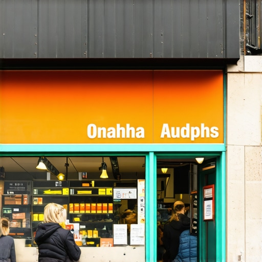 A lively Omaha storefront with colorful signage and customers inside.