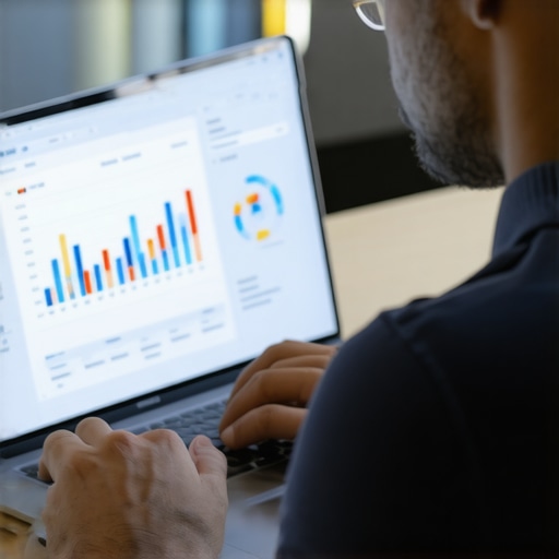 Omaha Local SEO Maintenance Business owner reviewing local SEO analytics on a laptop